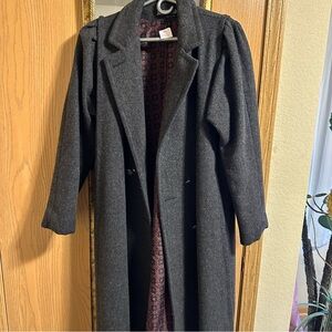Elegant Long Gray Coat vintage wool